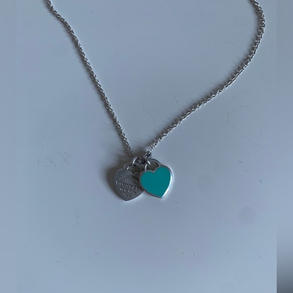 Tiffany & Co blue mini double heart tag pendant - Picture 2 of 4